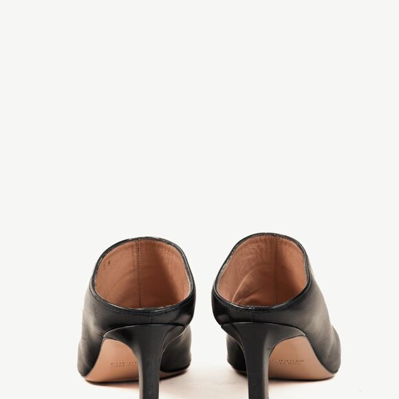 Stuart Weitzman Mira Nero Leather Pointed-Toe Mules - Picture 3 of 9